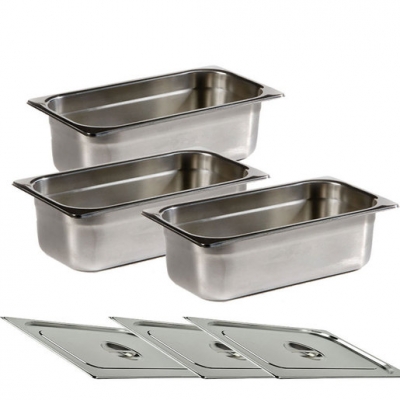 Gastro Pack 3 X 1/3Gn Pans + Lids (Sold Singly)